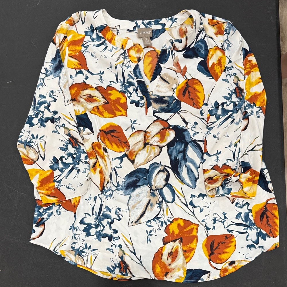 Croft & Barrow Floral Leaf Print Blouse